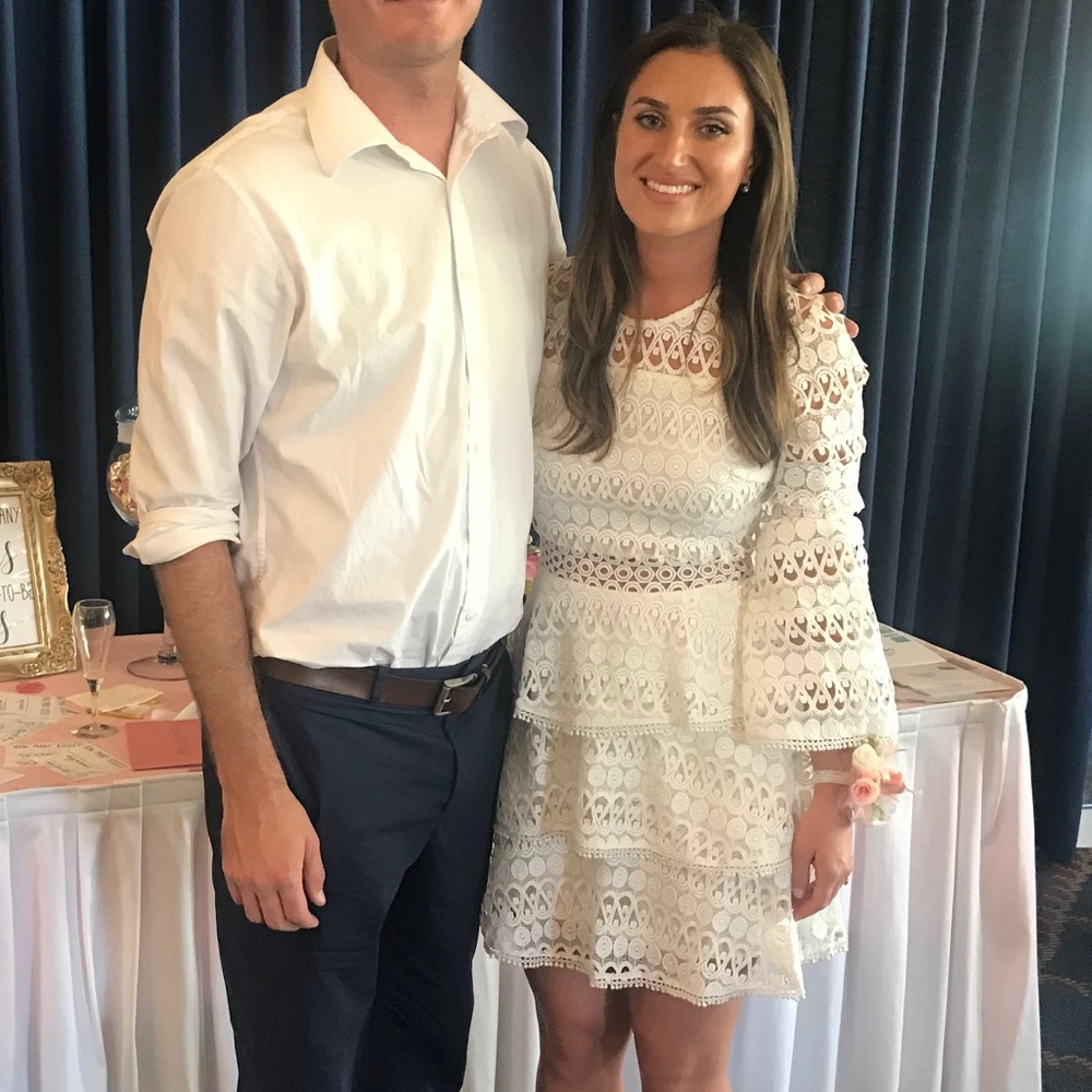 Aqua white lace dress